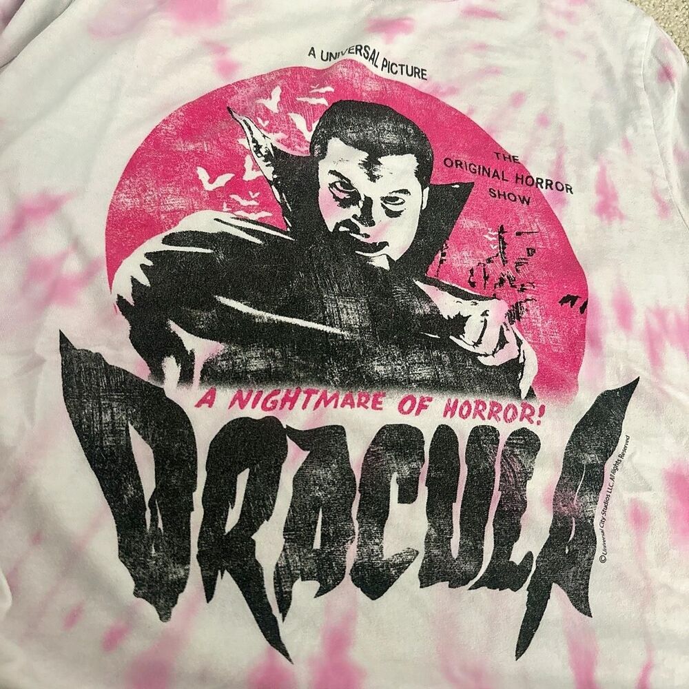 Custom made Universal Monsters X Old Navy Dracula tee shirt tie-dye pink! - Picture 2 of 3